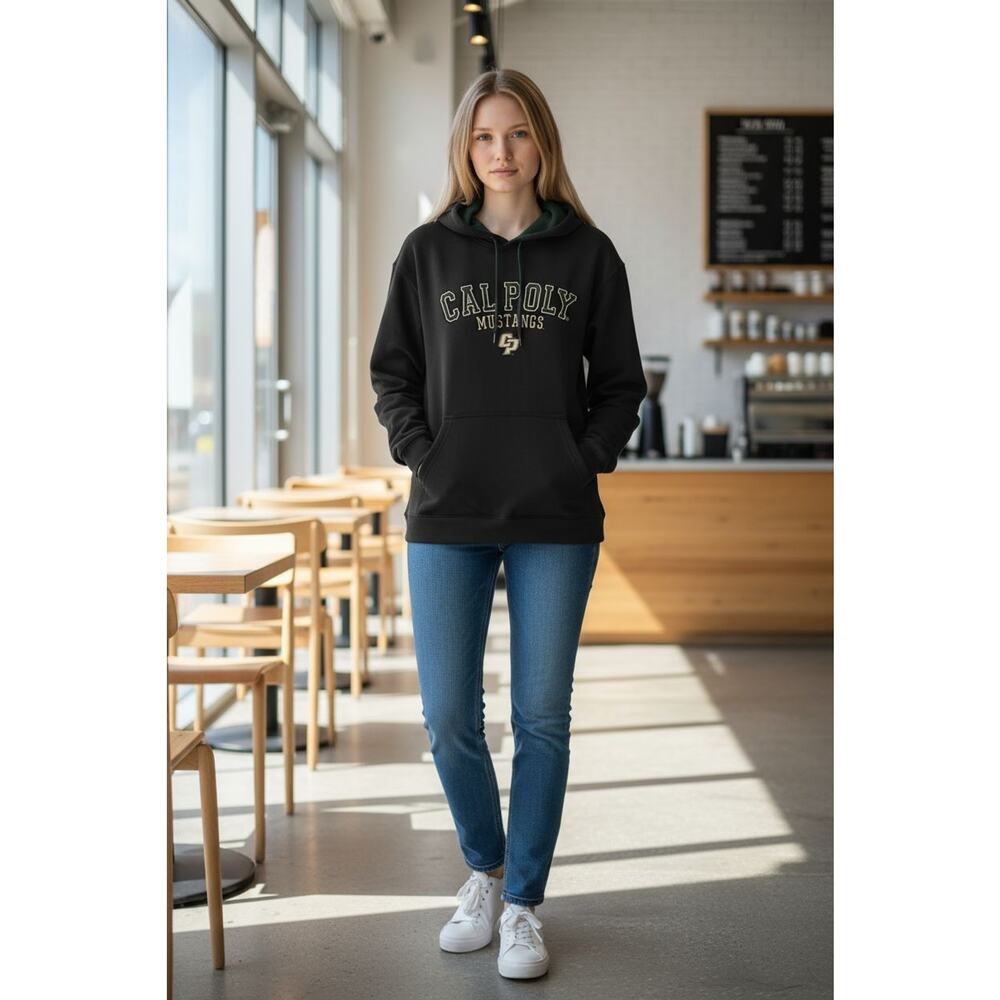 Cal Poly Mustangs Hoodie Sweatshirt L Black Embroidered Logo University Unisex - Picture 7 of 16